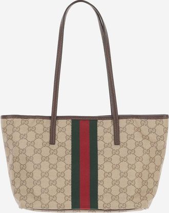 Gucci Womens Shopping Bag Tribeca Beige Cotton Shoulder