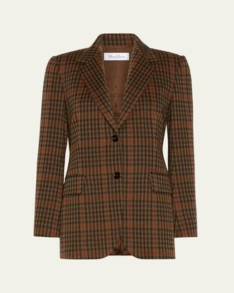 Max Mara Check Wool-Blend Single-Breasted Jacket