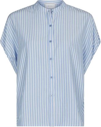 Neo Noir Englana Stripe Blouse - Dames - Overhemden - Blauw - S - Polyester - Overhemden