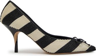 Jacquemus Les Escarpins Tourni 80 Striped Faux Raffia Pumps - Black And White