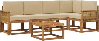 vidaXL Conjunto De Sof&aacute;s De Exterior 6 Uds. Natural Y Beige Vidaxl