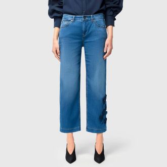 Mac Jeans Culotte Blossom Wide Leg Jeans In Blue