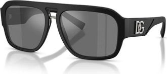 Dolce & Gabbana Pilot Zonnebril - Heren - Zonnebrillen - Zwart - 58 MM - Accessoires