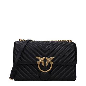 Pinko Pinko Love One Damess Crossbodytassen Zwart leer