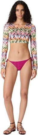 Missoni Crop Top In Stretch Viscose With Lace And Zigzag Motif in Multicoloured at Nordstrom, Size 38 It