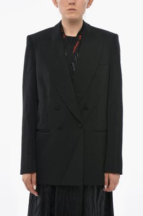 Stella McCartney Blazer Doppiopetto LUISA in Lana con Rever a Lancia e Nastro Ricamato Stella McCartney