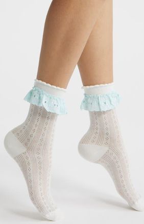 High Heel Jungle Bobby Lace Ankle Socks in White at Nordstrom
