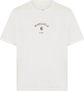 Maison Margiela Logo Print T-Shirt - Heren - T-shirts - Wit - XL - Katoen - Tops
