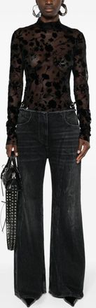 Givenchy Womens Wide-leg Denim Cotton Jeans - Black - Size 27 (Waist)