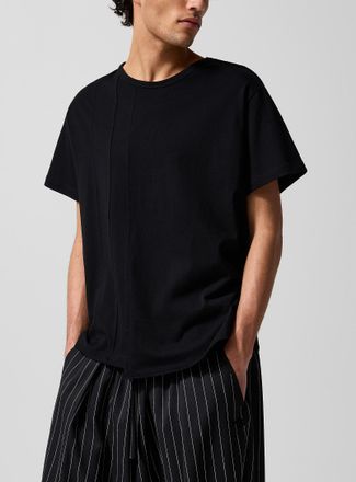 Yohji Yamamoto Mens Tone-on-tone blocks T-shirt