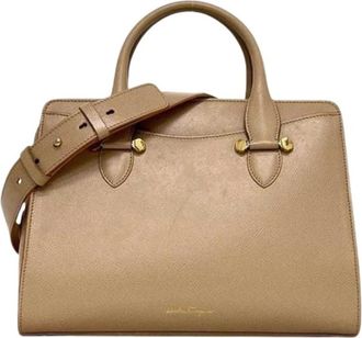 Ferragamo Pre-owned Handbag - Dames - Vintage Handtas - Beige - ONE Size - Leer - Vintage