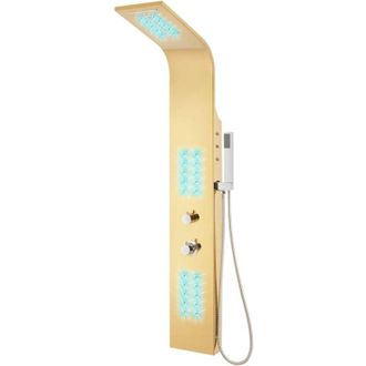 vidaXL Vidaxl - Sistema De Panel De Ducha Acero Inoxidable 201 Dorado Curvo