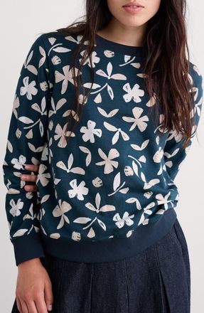 Seasalt Cornwall Bright Wave Floral Organic Cotton Sweatshirt in Organic Shapes Dark Lugger at Nordstrom, Size 12 Us
