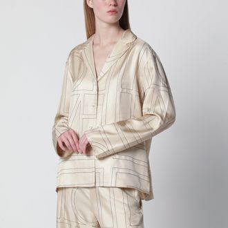 Toteme Camicia pigiama Monogram in seta avorio