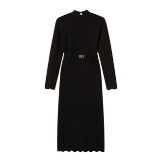Twinset Vestido Largo de Punto - Dresses - Mujer - Negro - L