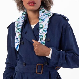 Tory Burch Glass Swan Print Silk Scarf