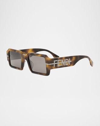 Fendi Mens Fendigraphy Acetate Rectangle Sunglasses