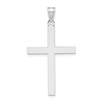 Diamond2Deal 14k White Gold Engravable Cross Charm Pendant