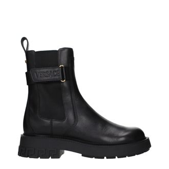 Versace Black Leather Ankle Mens Boots