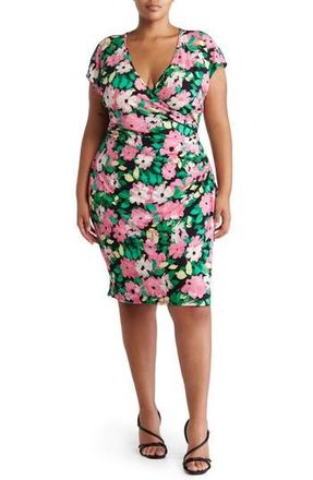 By Design Delany Cap Sleeve Side Ruched Dress in Rosie at Nordstrom Rack, Size 1X