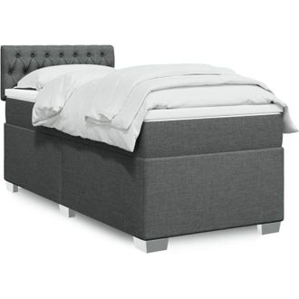 vidaXL Vidaxl - Cama Box Spring Con Colch&oacute;n Tela Gris Oscuro 90x190 Cm