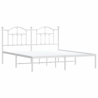 Berkfield Home Metal Bed Frame with Headboard White 183x213 cm