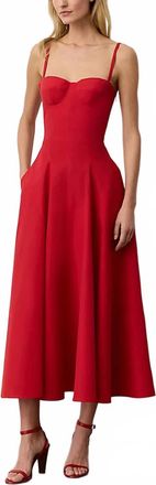 Ralph Lauren Marigot Cotton-Blend Poplin Day Midi Dress In Bright Red