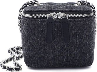 Adornia Black Cushion Quilted Vanity Bag with Chain Strap