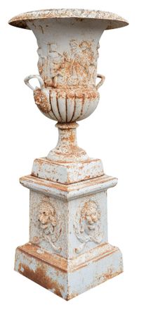 Biscottini International Biscottini - Jarr&oacute;n Antiguo Con Base De Hierro Fundido Acabado Blanco Antiguo
