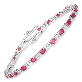 Diana M. Jewels Bkk Ruby Oval 4x3mm - 22Pcs + White Diamond F/C Round 1mm ( I1-I2/I color ) - 44Pcs ( Box Lock With Double Safety )