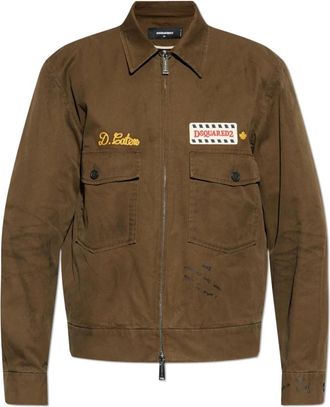 Dsquared2 Jas met logo - Heren - Zomerjassen - Groen - XL - Katoen - Jassen
