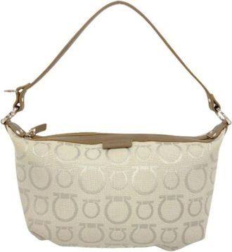 Ferragamo Pre-owned Shoulder Bags, female, Beige, Size: ONE SIZE Pre-owned Canvas Shoulder Bag