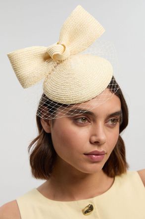Karen Millen Womens Bow Detail Headband Fascinator - White Straw - One Size