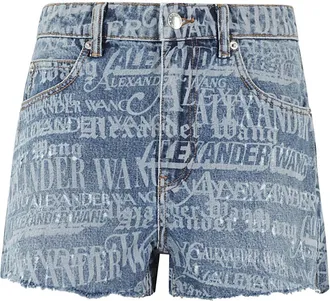 Alexander Wang Alexander Wang, Denim Shorts, female, Blue, Size: W26 Newsprint Logo Shorts