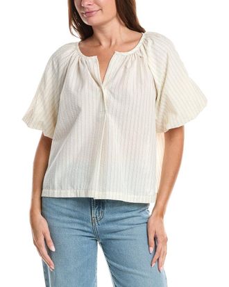 Max Studio Bubble Sleeve Seersucker Shirt