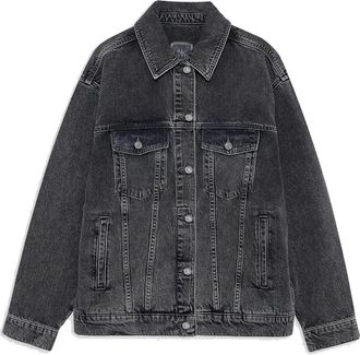 Anine Bing Vintage-ge&iuml;nspireerd Grijs Denim Jasje - Dames - Spijkerjassen - Grijs - L - Denim - Jassen