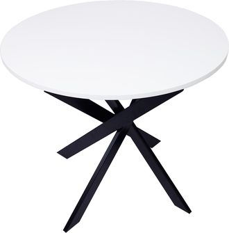 Skraut Home Skraut Home - Mesa De Comedor Fija Redonda, Modelo Zen, 90 X 90 X 77 Cm, Capacidad Hasta 4 Personas, Materiales Resistentes, Color Blanco Mate Con Pat