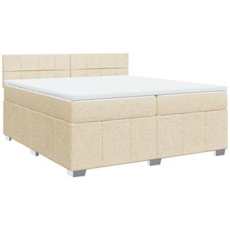 vidaXL Vidaxl - Cama Box Spring Con Colch&oacute;n Tela Color Crema 200x200 Cm
