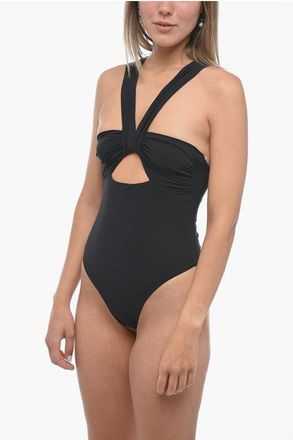 Nensi Dojaka One Piece Swimsuit with Draped and Cut-Out Detail size L