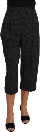 Dolce & Gabbana Zwarte gestippelde broek - Dames - Vrijetijds broeken - Zwart - M - Wol - Broeken