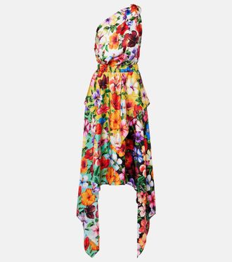 Dolce & Gabbana Abito midi monospalla in seta