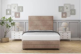 Comfort Beds Zoya Naples Divan Set 2 Drawers-54 Headboard-Footboard in Light Brown | Size: Single