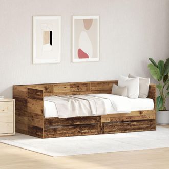 Berkfield Home Daybed Old wood Engineered wood 100 x 200 cm Durable in Brown