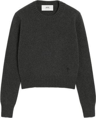 Ami Crewneck Sweater with Embroidered Heart Detail