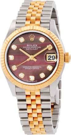Rolex Datejust 31 Automatic Diamond Black Mother Of Pearl Dial Ladies Watch 278273BKDJ