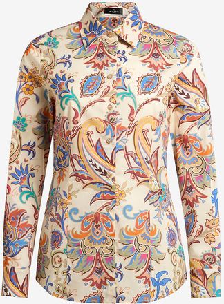 Etro Tailliertes Popelinehemd mit Print Paisley Florals