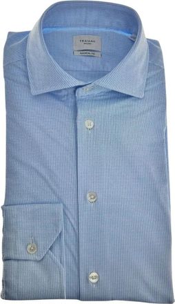Traiano Camisa - Heren - Zakelijke Overhemden - Blauw - L - Overhemden