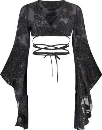 Roberto Cavalli Blouses, female, Black, Size: L Ornamental Top