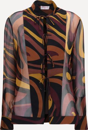 Pucci Creponne Shirt in Marmo print Female 40