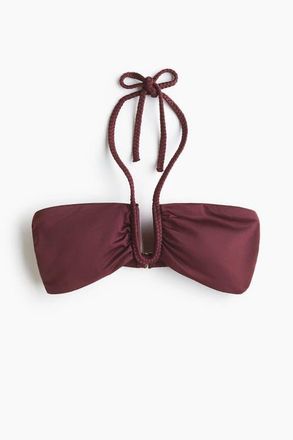 H&M Padded Bandeau Bikini Top in Plum Purple at Nordstrom, Size X-Small